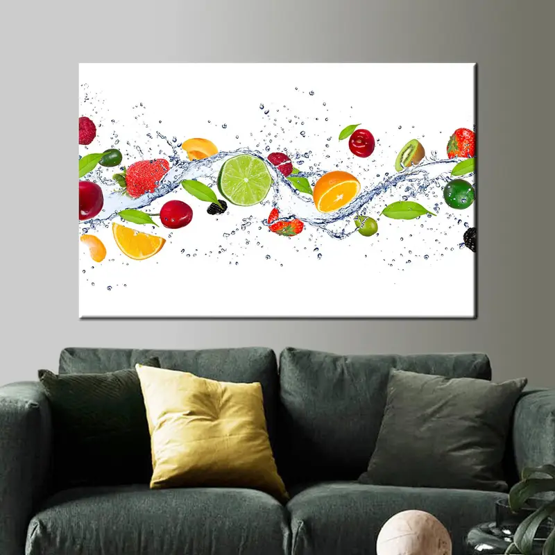 Trendy Kitchen Canvas: Vibrant Fruits - Lemon, Orange, Kiwi