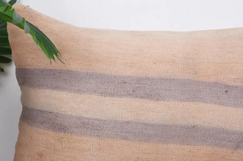 Vintage Kilim Throw Pillow, Garden Cushion, Pillow Sham, Boho Pillow Sham Cover, Kilim Pillow, 16x24 Beige Pillow Cover, Sofa Bolster Pillow Sham - 2