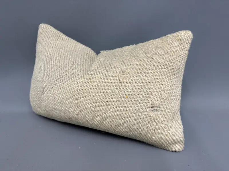 Sandalye Yastığı, Tezgah Yastığı Sham, Vintage Kilim Yastığı, Boho Yastığı, 12x20 Bej Yastık Örtüsü, Etnik Kilim Halı Yastığı, Yastık - 3