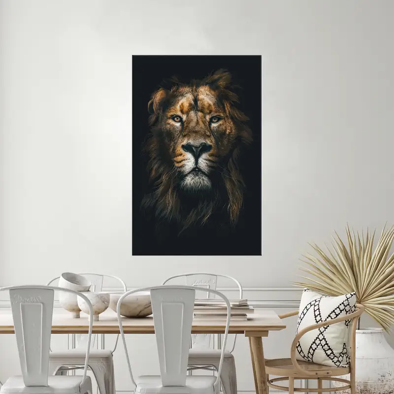 Elegante Leinwand mit dem König der Löwen: Einzigartiges Deko-Geschenk für Männerhöhlen