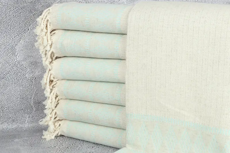 Kilim Design Towel Mint Linen, Bachelorette Gift, 36x71 Inches