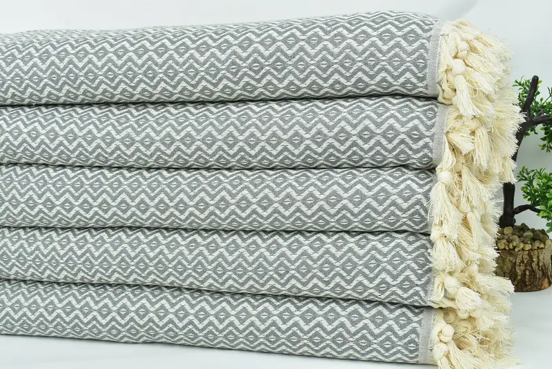 Brautduschengeschenk, Spa Geschenk, maßgeschneidertes Hochzeitsgeschenk von Brautjungfer, türkische Decke Queen, 96x80 Baumwolldiamanttuch, Bettdecke, Wurfdecke - 3