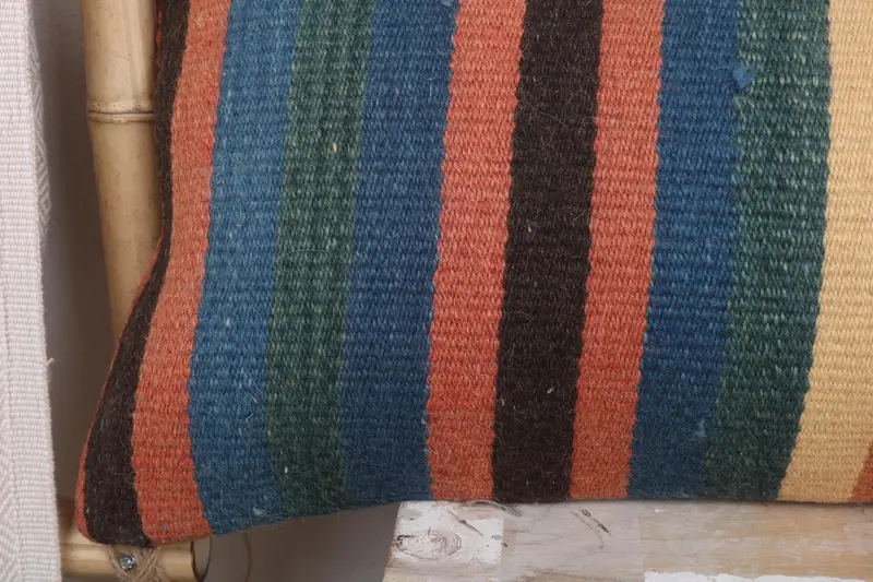 Ethnical Kilim Rug Pillow, Garden Pillow Sham, Pillow Case, 12x43 Blue Pillow Cover, Kilim Pillow Cover, Handmade Kilim Cushion - 3