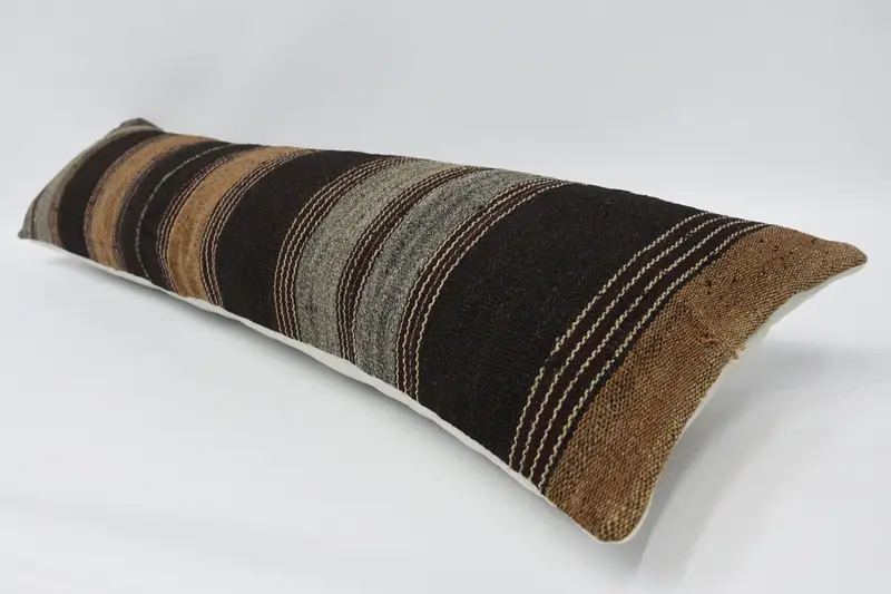 Cushion Cover, Vintage Pillow, Home Decor Pillow, 12x48 Brown Cushion Case, Vintage Kilim Pillow, Handmade Rug Seat Pillow Case - 5