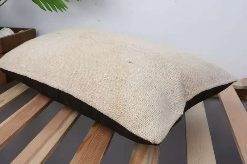 Handmade Kilim Cushion, Ethnic Pillow Cover Cushion Case, Turkish Pillow, Cushion, Pillow for Couch, Bolster Cushion Cover, 12x20 Beige Cushion - 6