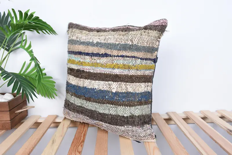 Seat Pillow Cover, Kilim Pillow Cover, Pillow Cover, Pillow for Sofa, Nautical Throw Pillow Case, Handmade Kilim Cushion, 20x20 White Pillow - 5