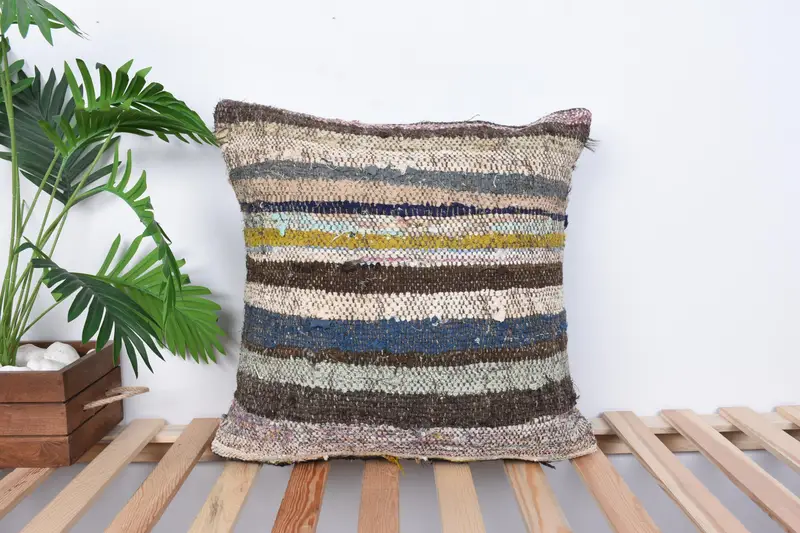 Seat Pillow Cover, Kilim Pillow Cover, Pillow Cover, Pillow for Sofa, Nautical Throw Pillow Case, Handmade Kilim Cushion, 20x20 White Pillow - 1