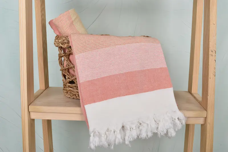 Organic towel, Handmade Turkish bath towel for summer vacation, Thin towel, 68x40 Cotton Striped Towel, Baby Boy Gift, Custom Wedding Gift - 4