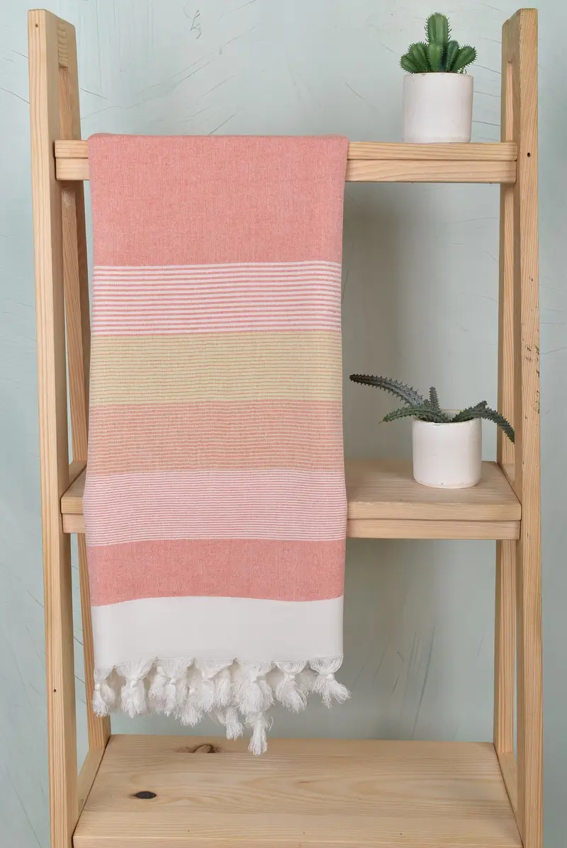 Organic towel, Handmade Turkish bath towel for summer vacation, Thin towel, 68x40 Cotton Striped Towel, Baby Boy Gift, Custom Wedding Gift - 8