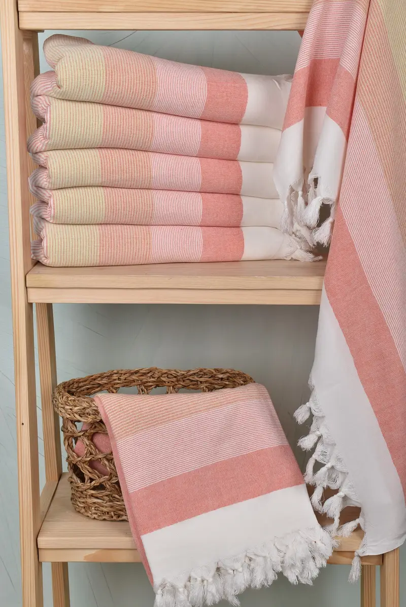 Organic towel, Handmade Turkish bath towel for summer vacation, Thin towel, 68x40 Cotton Striped Towel, Baby Boy Gift, Custom Wedding Gift - 3