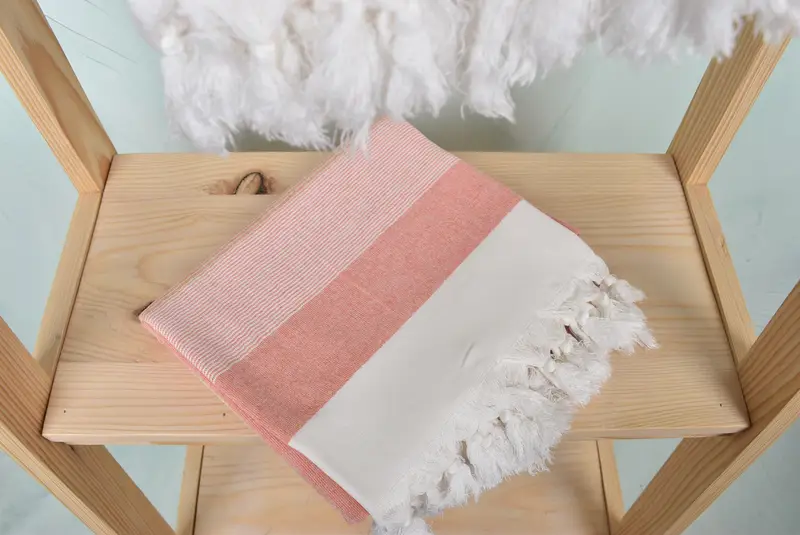 Organic towel, Handmade Turkish bath towel for summer vacation, Thin towel, 68x40 Cotton Striped Towel, Baby Boy Gift, Custom Wedding Gift - 5