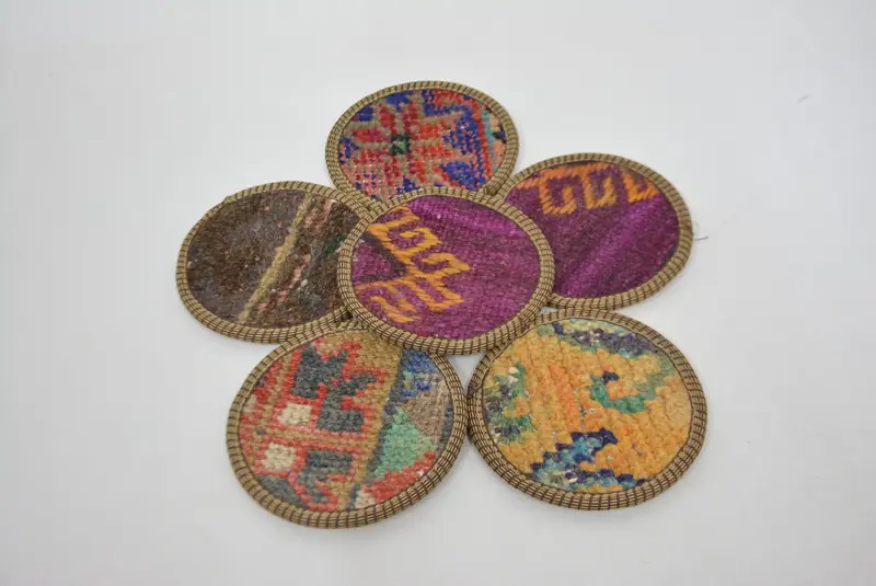 Posavasos redondo bohemio, posavasos antideslizante morado y naranja