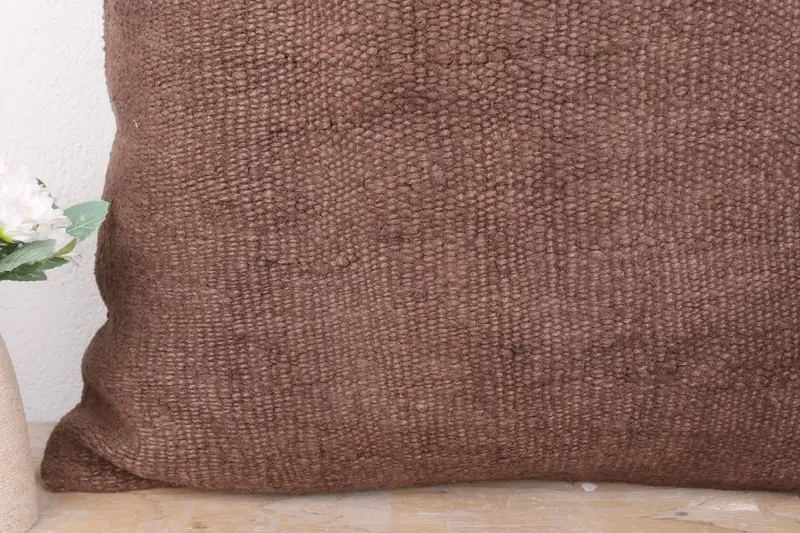 Interior Designer Pillow, Home Decor Pillow, 24x24 Brown Cushion, Pillow Sham, Handmade Kilim Cushion, Crochet Pattern Pillow Cover - 2