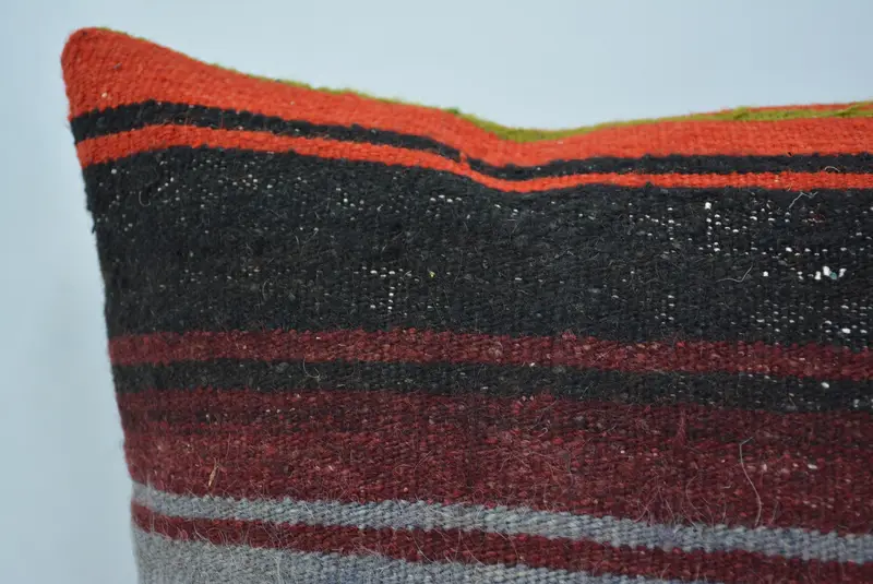 Pillow Case, Cotton Pillow Case, Vintage Pillow, 16x16 Orange Pillow Cover, Retro Pillow Cover, Kilim Pillow Cover, Turkish Pillow - 2