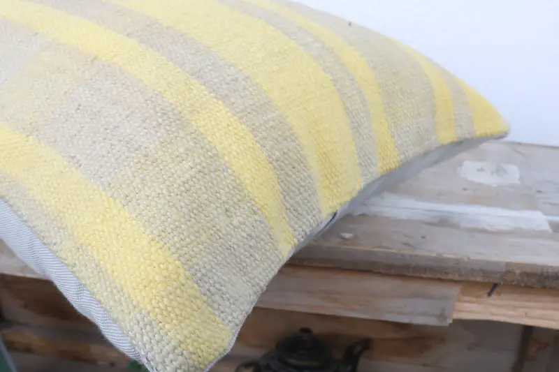 Kilim Pillow, Cushion Case, Interior Designer Pillow, Kilim Cushion Sham, 16x16 Yellow Pillow Cover, Garden Pillow Case - 6