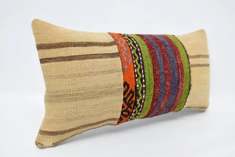 Christmas Cushion, Kilim Pillow, 12x24 Beige Cushion, Turkish Kilim Pillow, Designer Throw Cushion Case, Cushion Case, Gift Pillow - 3