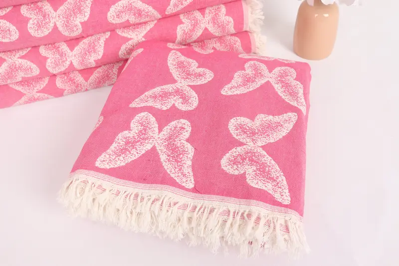 Custom Wedding Gifts, Personalized Blanket, Bachelor Bachelorette Party Favors, Woven Throw Blanket, 96x80 Cotton Butterfly Pattern Towel - 5
