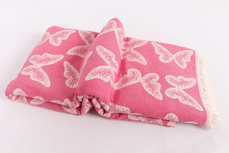 Custom Wedding Gifts, Personalized Blanket, Bachelor Bachelorette Party Favors, Woven Throw Blanket, 96x80 Cotton Butterfly Pattern Towel - 6