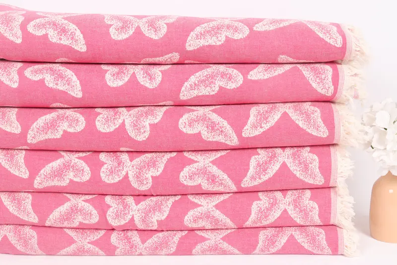 Custom Wedding Gifts, Personalized Blanket, Bachelor Bachelorette Party Favors, Woven Throw Blanket, 96x80 Cotton Butterfly Pattern Towel - 3