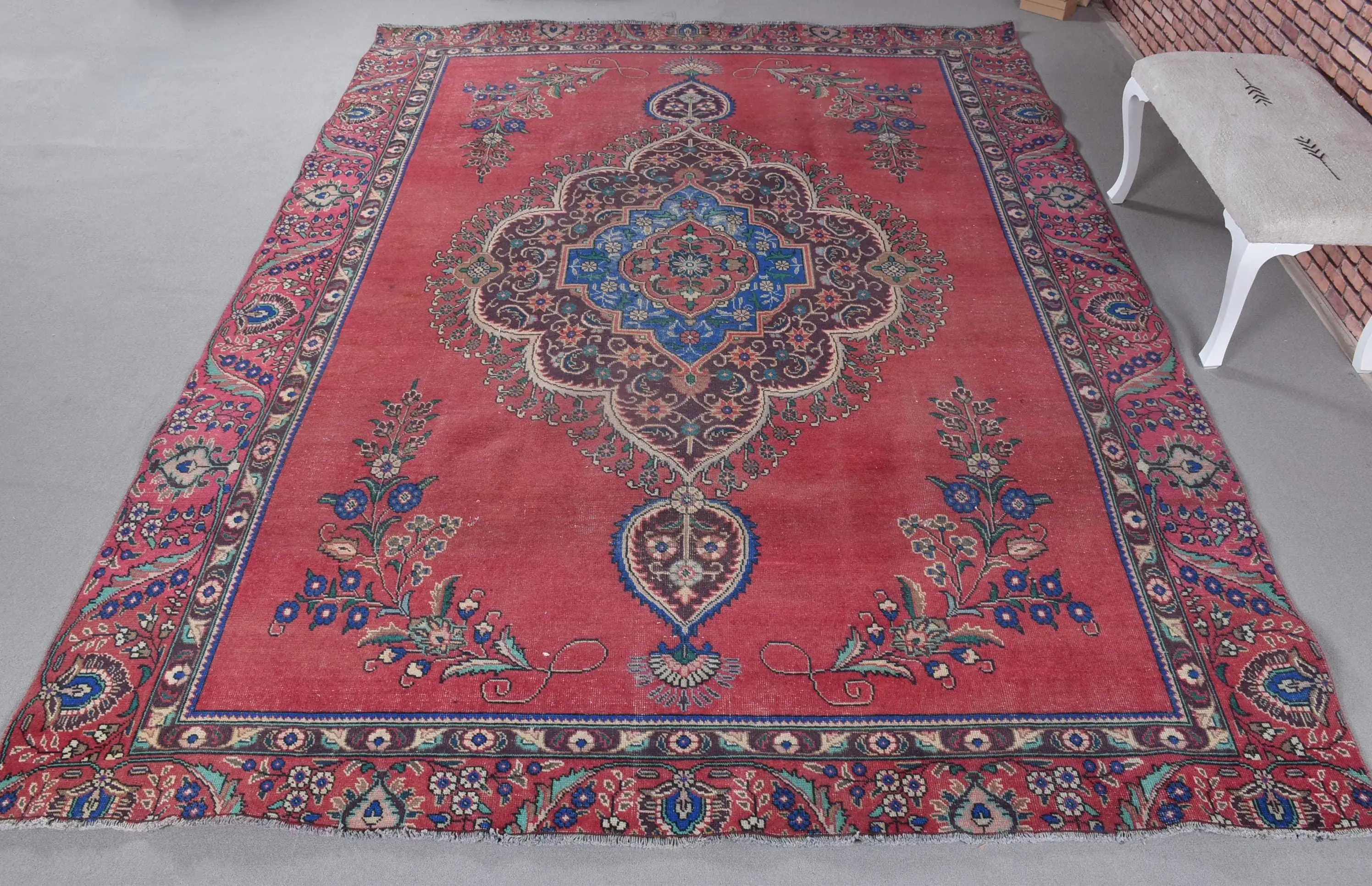 8.2x11.2 ft Rug, Turkish Rug, Vintage Red Wool Rug - 1