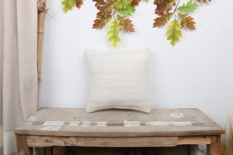 Outdoor Bolster Pillow Cover, Throw Kilim Pillow, 12x12 White Pillow Sham, Accent Throw Pillow, Gift Pillow, Cushion Cover, Pillow for Couch - 1