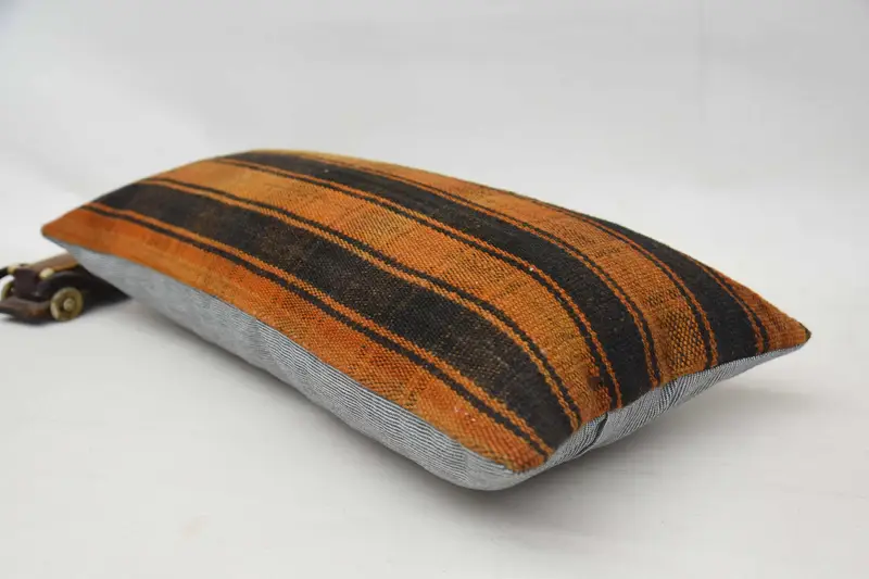 Home Decor Pillow, Pillow Case, 12x24 Orange Cushion Cover, Boho Pillow Sham Cover, Handmade Kilim Cushion, Living Room Throw Pillow, Seat Cushion - 5