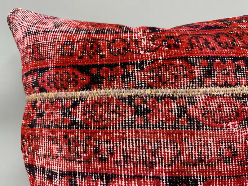 Ottoman Cushion Cover, Vintage Pillow, Interior Designer Pillow, Couch Pillow, Antique Pillows, Bed Pillow Case, Cushion Cover, 24x24 Red Pillow - 5
