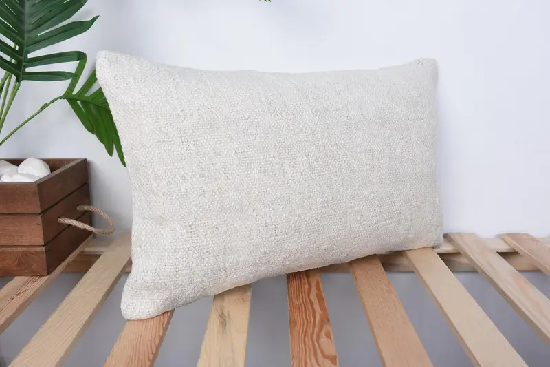 Antique Pillows, Authentic Pillow Cover, 12x20 White Pillow, Pillow for Sofa, Pillow Cover, Ethnical Kilim Rug Pillow - 4