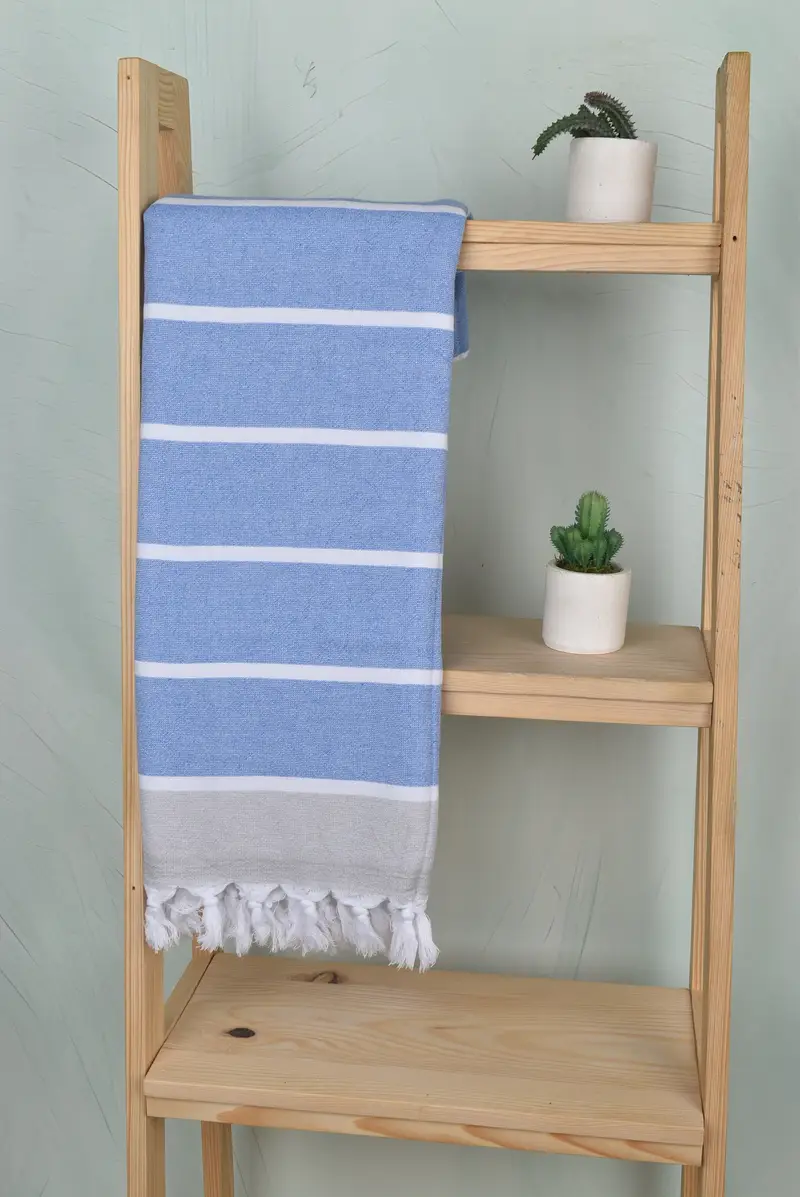 Anniversary Gift For Her, Large Turkish Towel, Antibacterial Turkish peshtemal towel, Wedding Gift, Turkish towel, 68x40 Cotton Striped Terry Towel - 8