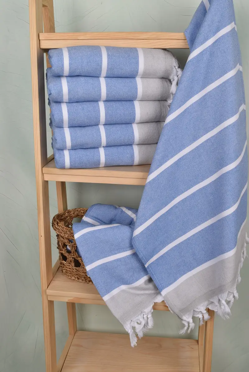 Anniversary Gift For Her, Large Turkish Towel, Antibacterial Turkish peshtemal towel, Wedding Gift, Turkish towel, 68x40 Cotton Striped Terry Towel - 3