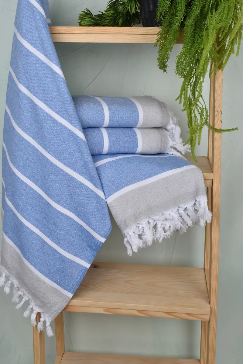 Anniversary Gift For Her, Large Turkish Towel, Antibacterial Turkish peshtemal towel, Wedding Gift, Turkish towel, 68x40 Cotton Striped Terry Towel - 6