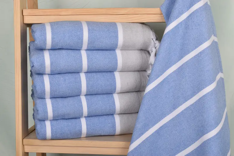 Anniversary Gift For Her, Large Turkish Towel, Antibacterial Turkish peshtemal towel, Wedding Gift, Turkish towel, 68x40 Cotton Striped Terry Towel - 2