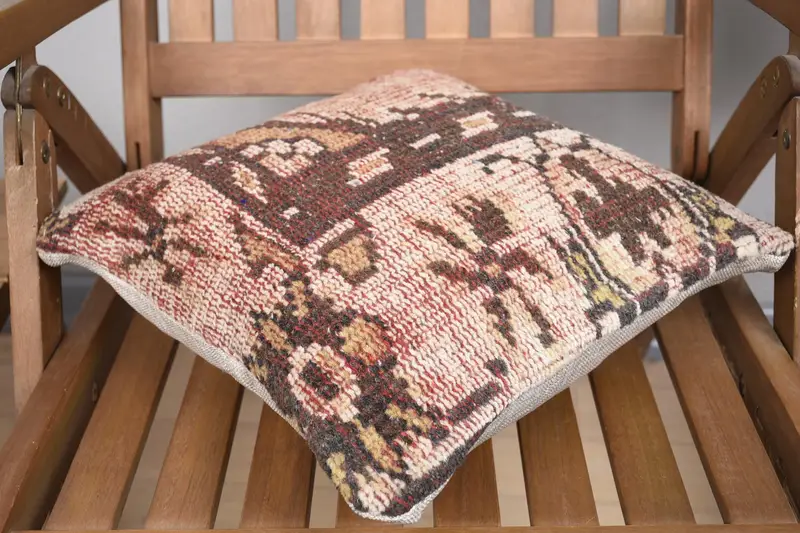14x14 Beige Pillow Sham, Boho Pillow Sham Cover, Pet Cushion, Gift Pillow, Antique Pillows, Handwoven Pillow Cover Pillow Cover, Pillow Sham - 4