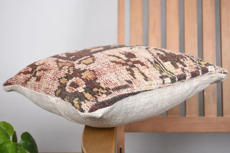 14x14 Beige Pillow Sham, Boho Pillow Sham Cover, Pet Cushion, Gift Pillow, Antique Pillows, Handwoven Pillow Cover Pillow Cover, Pillow Sham - 6