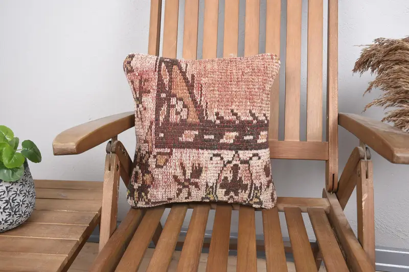 14x14 Beige Pillow Sham, Boho Pillow Sham Cover, Pet Cushion, Gift Pillow, Antique Pillows, Handwoven Pillow Cover Pillow Cover, Pillow Sham - 1