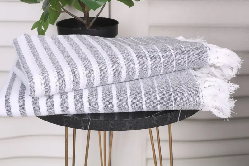Embroidered Towel, 70x40 Cotton Striped Towel, Personalized Wedding Gift, Christmas Favors, Oversized Beach Towel, Quick-Dry Beach Towel, Spa Towel - 3