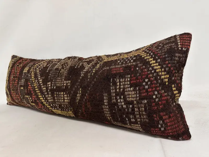 Kilim Pillow, Pillow for Sofa, Oriental Pillow, Vintage Kilim Pillow, 16x48 Brown Pillow, Pet Pillow Sham, Cushion Cover - 4