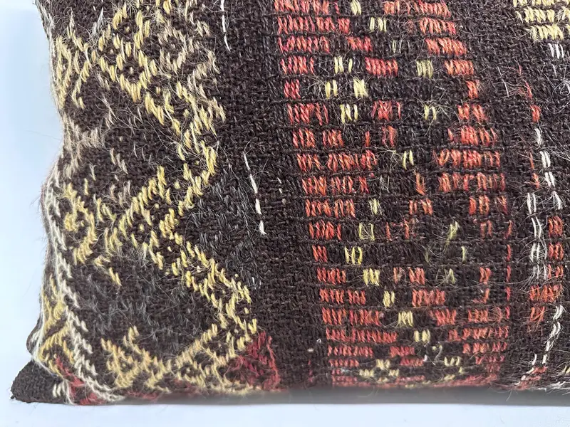 Kilim Pillow, Pillow for Sofa, Oriental Pillow, Vintage Kilim Pillow, 16x48 Brown Pillow, Pet Pillow Sham, Cushion Cover - 2