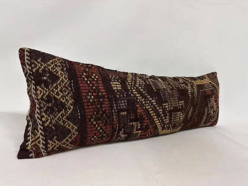 Kilim Pillow, Pillow for Sofa, Oriental Pillow, Vintage Kilim Pillow, 16x48 Brown Pillow, Pet Pillow Sham, Cushion Cover - 3