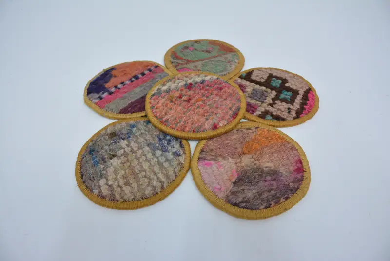 Posavasos redondo bohemio, posavasos único rosa y bronce