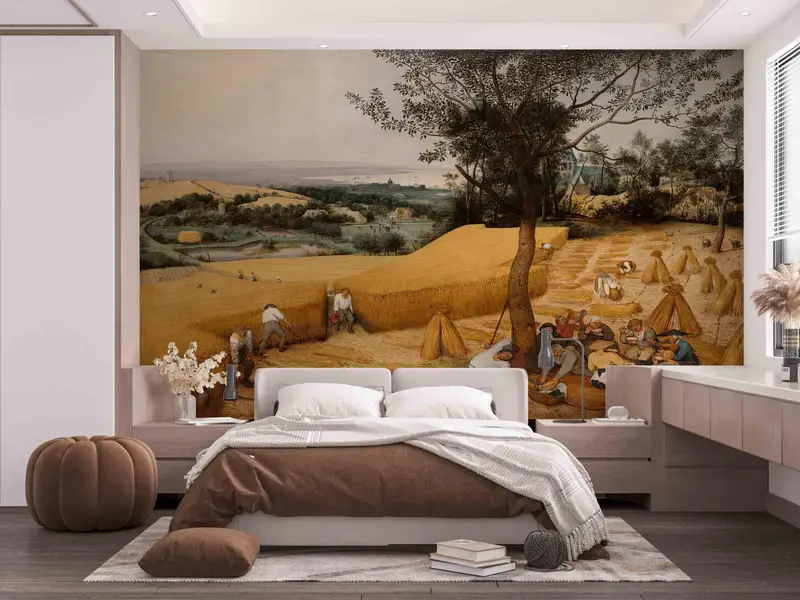 Pieter Bruegel the Elder Wall Paper, 3D Origami, The Harvesters Wall Poster, Famous Wall Decals, Country Wall Mural, 3D Papercraft, - 4