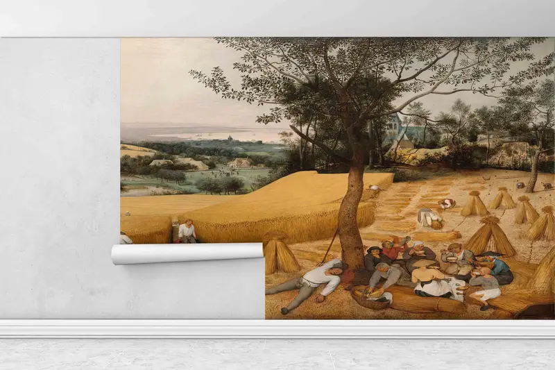 Pieter Bruegel the Elder Wall Paper, 3D Origami, The Harvesters Wall Poster, Famous Wall Decals, Country Wall Mural, 3D Papercraft, - 1
