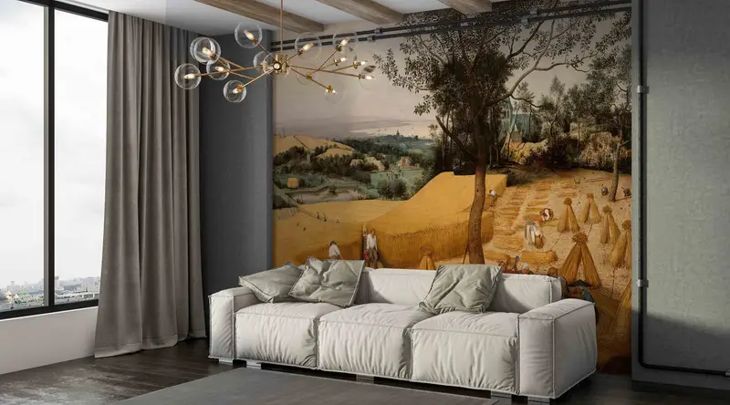Pieter Bruegel the Elder Wall Paper, 3D Origami, The Harvesters Wall Poster, Famous Wall Decals, Country Wall Mural, 3D Papercraft, - 6