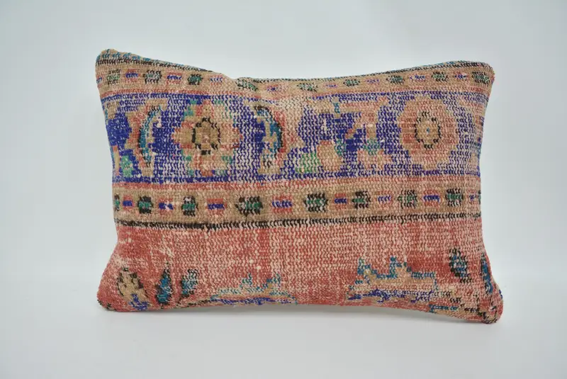 Anatolian Pillow Cover, Pillow Case, 16x24 Blue Pillow Case, Seat Pillow, Vintage Pillow, Pillow for Couch, Turkish Kilim Pillow - 1
