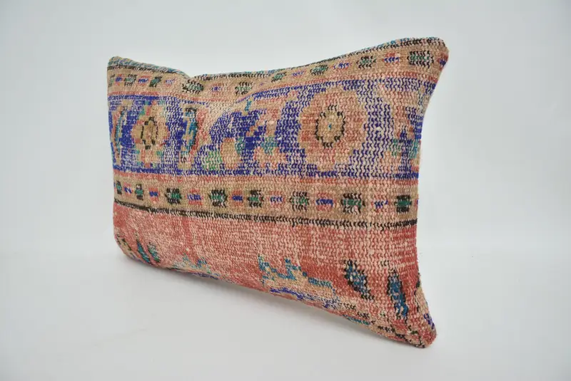 Anatolian Pillow Cover, Pillow Case, 16x24 Blue Pillow Case, Seat Pillow, Vintage Pillow, Pillow for Couch, Turkish Kilim Pillow - 4