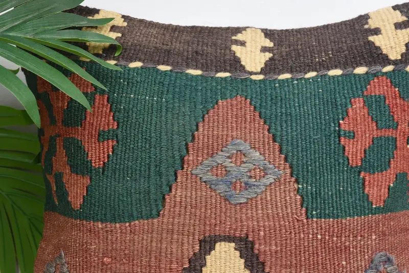Boho Pillow, Sofa Cushion Cover, 12x12 Green Cushion Cover, Cushion Case, Nomadic Cushion, Handwoven Cushion, Vintage Pillow, Turkish Pillow - 2