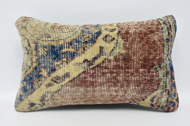 Blue Vintage Moroccan Cushion, 12x20 inch Anniversary Gift Pillowcase - 1