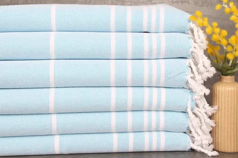 Kitchen Towel Turkish Tea Towel Turquoise Peshkir Striped, 18x38 Inches