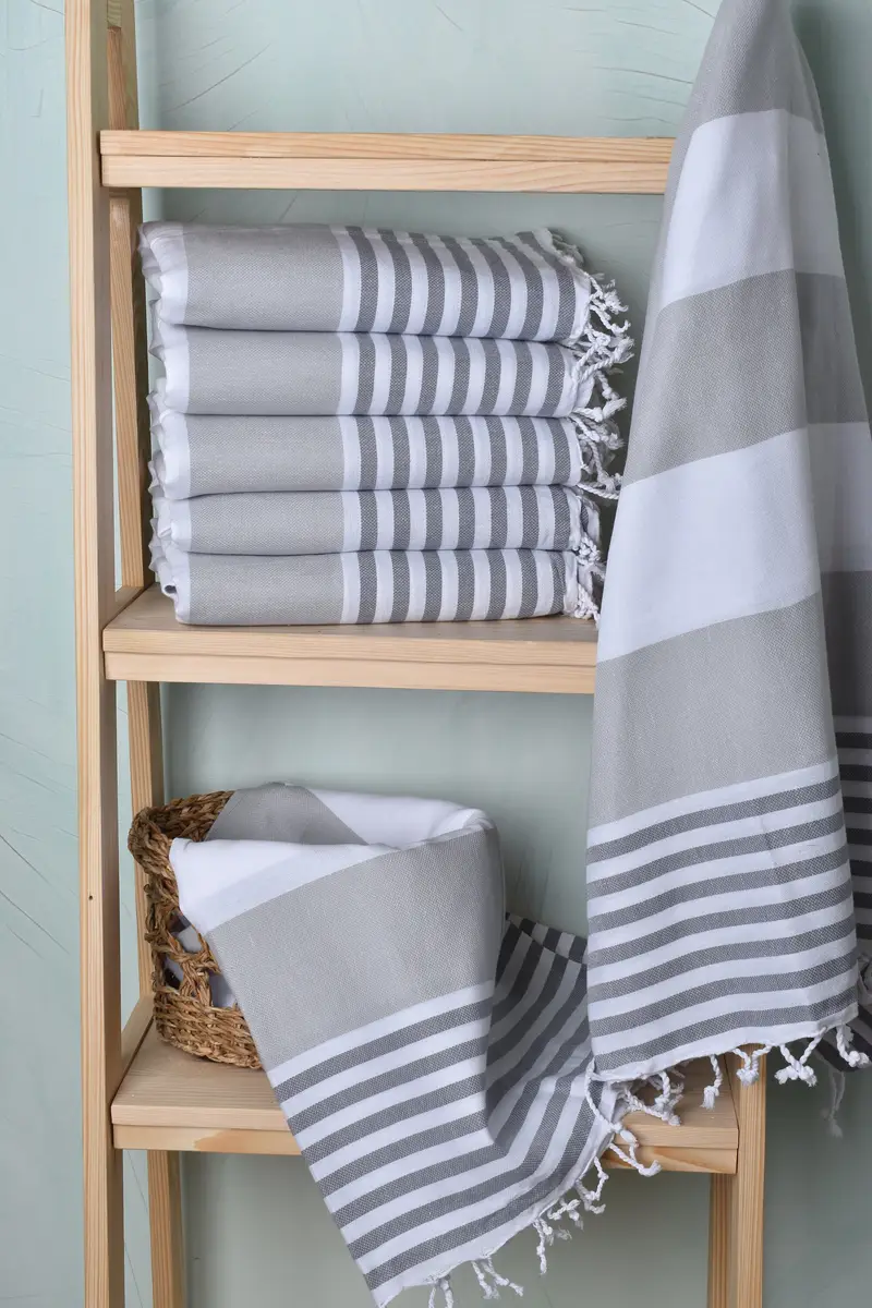 Wedding Hand Made Gift, Bachelorette Party Gifts Bridesmaids, Peshtemal, Turkish Towel Set, Bath towel, 70x40 Cotton Striped Towel, Gift For Him - 3