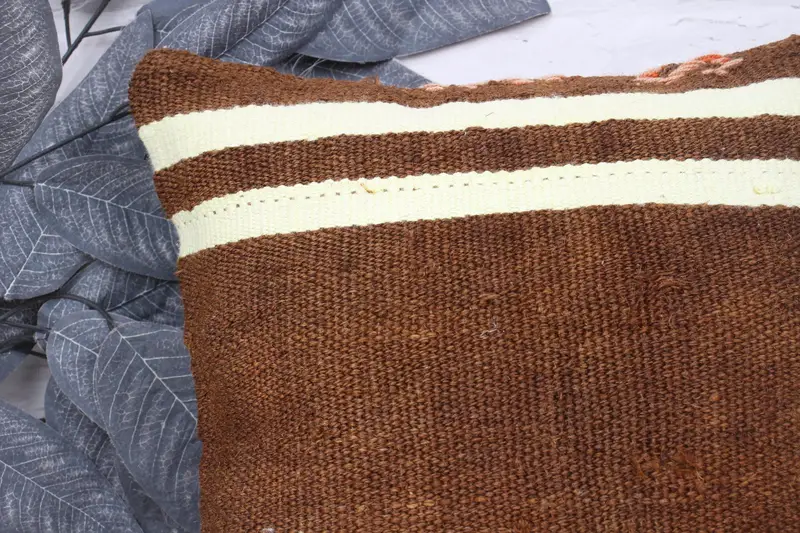 Handmade Kilim Cushion, Custom Cushion Cover, Kilim Pillow Cover, Turkish Bench Cushion Cover, Pillow for Sofa, 14x14 Brown Cushion, Cushion Case - 2